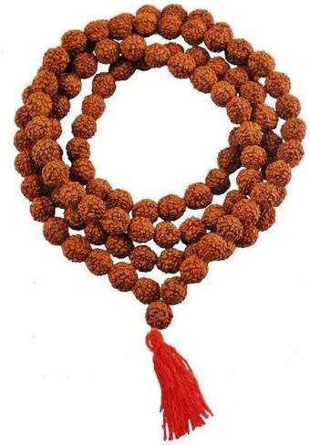 قلادة Rudraksha Mala 108 خرزات صلاة مقدسة طبيعية للتأمل واليوجا والشفاء الروحي مصنوعة يدويًا من جابا مالا مع شرابة للرجال والنساء in Kuwait