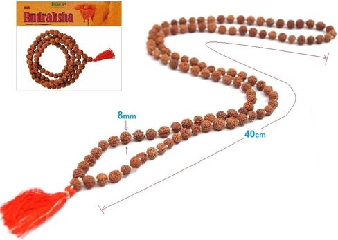 قلادة Rudraksha Mala 108 خرزات صلاة مقدسة طبيعية للتأمل واليوجا والشفاء الروحي مصنوعة يدويًا من جابا مالا مع شرابة للرجال والنساء in Kuwait