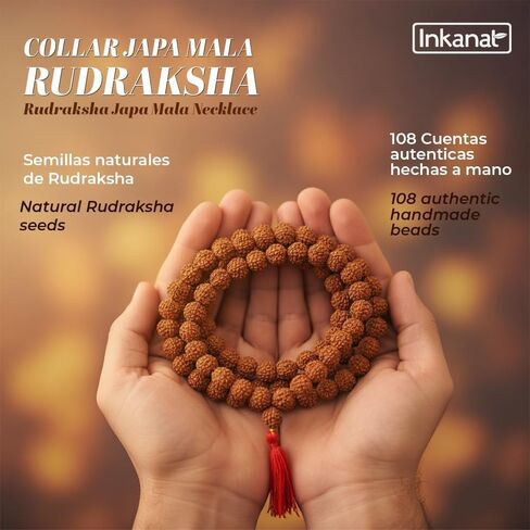 قلادة Rudraksha Mala 108 خرزات صلاة مقدسة طبيعية للتأمل واليوجا والشفاء الروحي مصنوعة يدويًا من جابا مالا مع شرابة للرجال والنساء in Kuwait