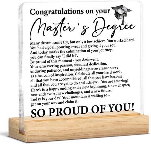 Masters Degree Graduation Gifts for Him Her, Congratulations on Your Masters Degree Clear Desk Decorative Sign Graduation Keepsake in Saudi Arabia