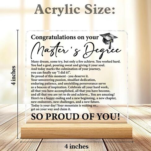Masters Degree Graduation Gifts for Him Her, Congratulations on Your Masters Degree Clear Desk Decorative Sign Graduation Keepsake in Saudi Arabia