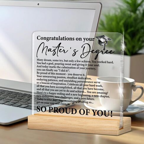 Masters Degree Graduation Gifts for Him Her, Congratulations on Your Masters Degree Clear Desk Decorative Sign Graduation Keepsake in Saudi Arabia