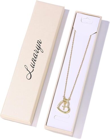 Heart Cross Pendant Necklace for Women Teen Girls, Cubic Zirconia Studded Fashion Jewelry, Minimalist Dainty Gift for Her，first communion necklace for girls in Kuwait
