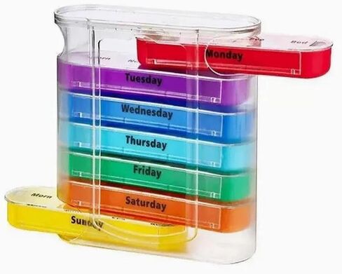 Weekly Pill Organizer 7 Day, 4 Times a Day AM PM Pill Box, Stackable Medicine Organizer with Removable Compartments in Kuwait
