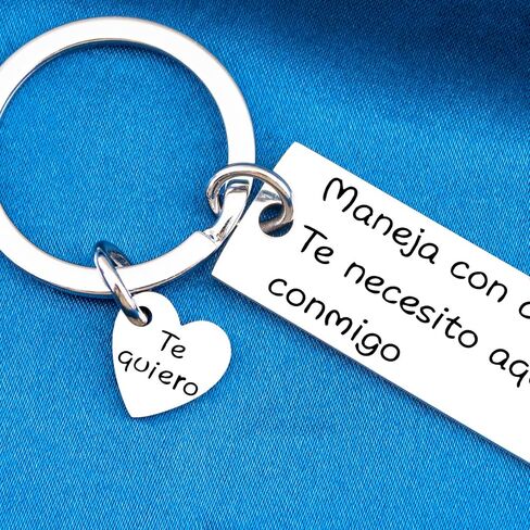 Maneja Con Cuidado Te Necesito Aqui Conmigo Llavero Drive سلسلة مفاتيح آمنة له، قلادة I Love You Te Quiero، هدايا عيد ميلاد إسبانية مخصصة له وزوج صديقها in Kuwait