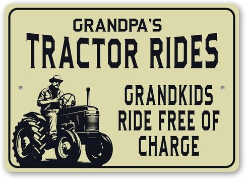 Grandpas Tractor Decor Retro Vintage Wall Plaque - Vintage Metal Sign, 8" x 12" in Saudi Arabia