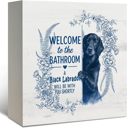 مضحك ديكور الحمام Goldendoodle، هدايا Goldendoodle أبيض وأسود ذهبي خربش الكلب علامة صندوق خشبي، علامات خشبية للحمام المرحاض مرحاض مكافحة الجرف الجدار الديكور 5x5 بوصة in Kuwait