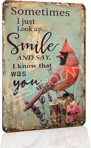 Vintage Cardinal Metal Tin Sign,Celebration of Life Wall Decor | Aluminum,,8x12 Inch,Inspirational Quote Sign, Unique Home Decoration, Metal Plaque in Kuwait