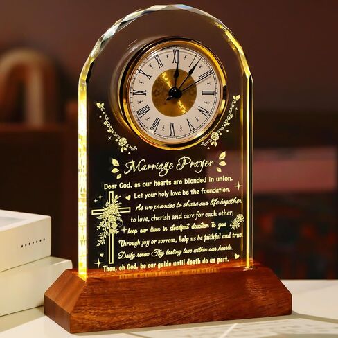 YWHL Glass Marriage Prayer Cross Wedding Gifts for Couples, Religious Cross Engagement Gifts for Bride and Groom, Bridal Shower Gift for Women Men in Kuwait