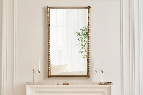 Kate and Laurel Prisha Traditional Rectangle Spindle Panel Stand Up Mirror, 24 x 42, Antique Gold, Vintage Turned Rectangular Wall Mirror for Use as Entryway or Bedroom Wall Decor in Kuwait