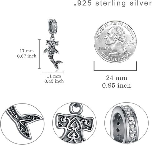 Hammerhead Shark Charm for Bracelet 925 Sterling Silver Ocean Charms Hammerhead Shark Jewelry Gifts for Women in Saudi Arabia