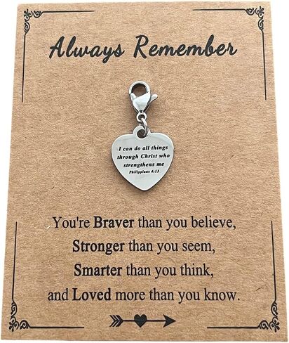 AMOBESTER Heart-Shaped Christian Bible Verse Clip on Charms Religious Jewelry Charms I can do all things through Christ who strengens me in Saudi Arabia