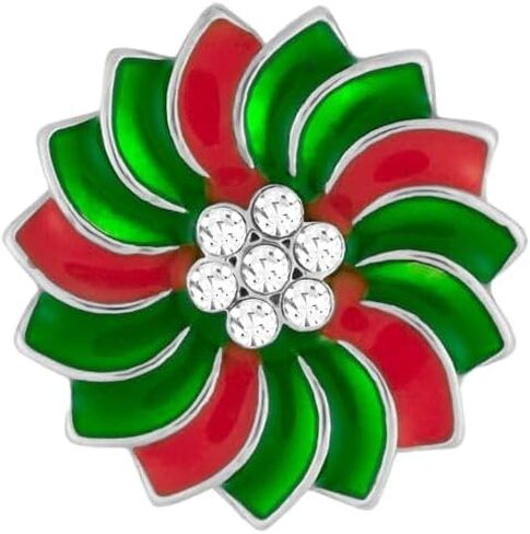 Ginger Snaps Holiday Fiore Snap – 20mm Rhodium-Plated Interchangeable Jewelry Charm in Kuwait