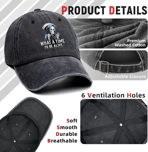 What a Time to Be Alive Funny Printed Cotton Baseball Cap Adjustable Retro Washed Lightweight and Breathable Unisex Humor Sun Hat, Gifts for Man Woman Friend Bestie Coworker Family Teenager Black in Saudi Arabia
