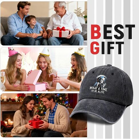 What a Time to Be Alive Funny Printed Cotton Baseball Cap Adjustable Retro Washed Lightweight and Breathable Unisex Humor Sun Hat, Gifts for Man Woman Friend Bestie Coworker Family Teenager Black in Saudi Arabia