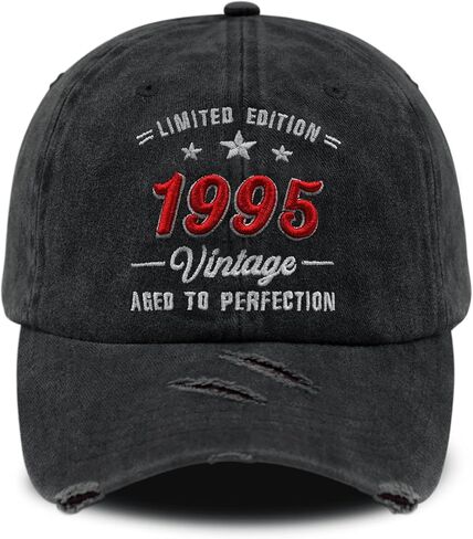 3D Embroidered Birthday Vintage Baseball Cap for Men Women, Washed Distressed Classic Cotton Adjustable Ideal Hat in Kuwait