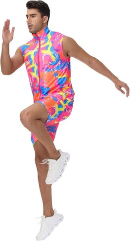 80s Men Workout Costume, Neon Retro 80s Tracksuit, Couples Costume Set (Workout - XL/Tracksuit - L) in Saudi Arabia