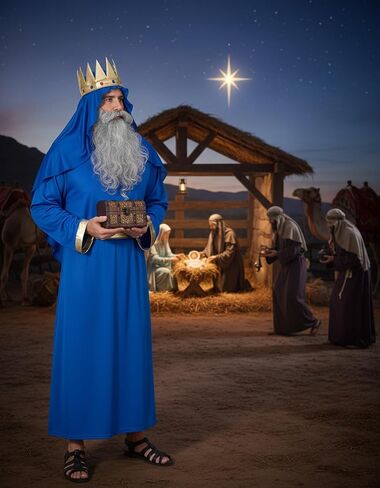 Adult Three Kings Robe Biblical Nativity 3 Wise Men Halloween Costume Cosplay King Outfit Accessories Set in Saudi Arabia