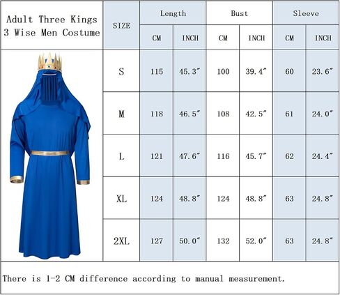 Adult Three Kings Robe Biblical Nativity 3 Wise Men Halloween Costume Cosplay King Outfit Accessories Set in Saudi Arabia