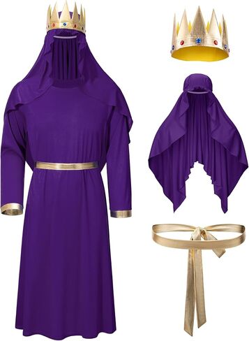 Adult Three Kings Robe Biblical Nativity 3 Wise Men Halloween Costume Cosplay King Outfit Accessories Set in Saudi Arabia