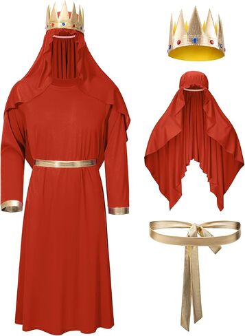 Adult Three Kings Robe Biblical Nativity 3 Wise Men Halloween Costume Cosplay King Outfit Accessories Set in Saudi Arabia