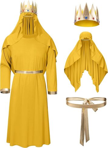 Adult Three Kings Robe Biblical Nativity 3 Wise Men Halloween Costume Cosplay King Outfit Accessories Set in Saudi Arabia