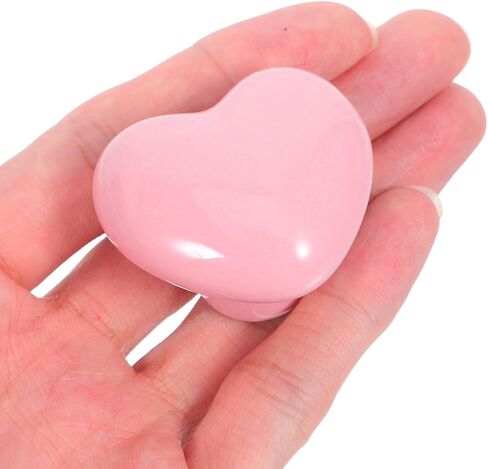 SHINEOFI 8pcs Ceramic Heart Shaped Drawer Pulls Small Cute Cabinet Knobs for Bedroom Closet Cupboard Nursery Room Décor, Light Pink in Kuwait