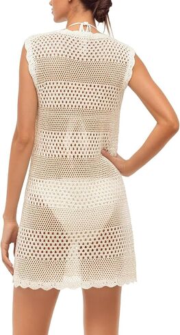MANGOPOP Swimsuit Coverup for Women Crochet Cover Up 2026 Summer Bathing Suit Coverups Mesh Knit Beach Dress Vacation Outfits in Kuwait