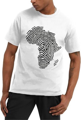 African Map Shirts for Men Africa Fingerprint-Themed T-Shirt African-American Tee Top in Saudi Arabia