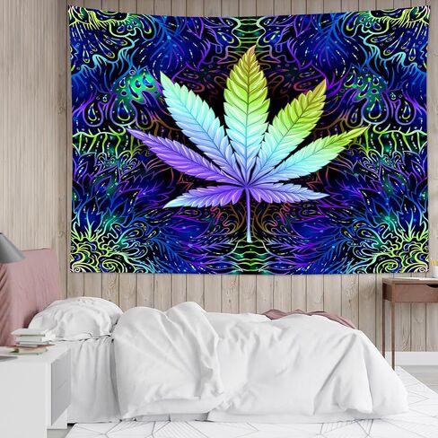 AUEEA Weed Leaf Tapestry for Bedroom Aesthetic Trippy Marijuana Cool Wall Tapestry Psychedelic Cannabis Hippie Wall Hanging for Living Room College Dorm Decor, 60x40 Inch in Saudi Arabia