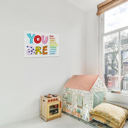 Boho Classroom Wall Decor, You Are Kind Brave Smart Motivational Canvas Banner, 20x30 inches Positive Affirmations Wall Hanging Flag Linen Tapestry Decorations for Nursery Playroom -011 in Saudi Arabia