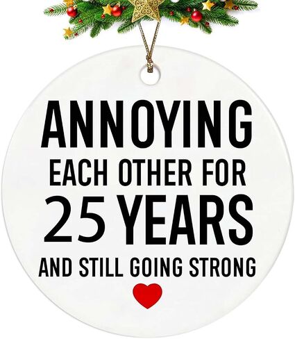 Funny 50th Anniversary Ornament, 50 Year Anniversary Wedding Gifts for Couples Him Her Wife Husband, Annoying Each Other for 50 Years Ceramic Xmas Ornament Keepsake Decorations in Saudi Arabia