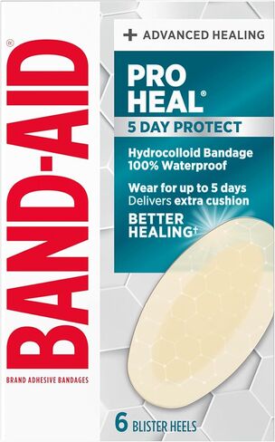 Band-Aid Brand Adhesive Bandages Hydro Seal Wound Care Bandages, Hydrocolloid Gel Heel Bandages Support Better Healing for Blisters, Cuts & Scrapes, Long Lasting Waterproof Bandages, 6 ct in Kuwait