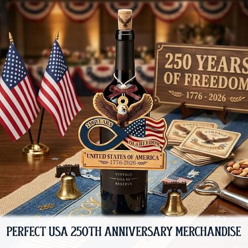 250th Anniversary USA Ornament – 2 Layers Wooden Decoration – ‘250 Years of Freedom’– United of States 1776-2026’, USA 250th Anniversary Merchandise for American - Independence Day & 4th of July Décor in Saudi Arabia