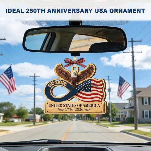 250th Anniversary USA Ornament – 2 Layers Wooden Decoration – ‘250 Years of Freedom’– United of States 1776-2026’, USA 250th Anniversary Merchandise for American - Independence Day & 4th of July Décor in Saudi Arabia