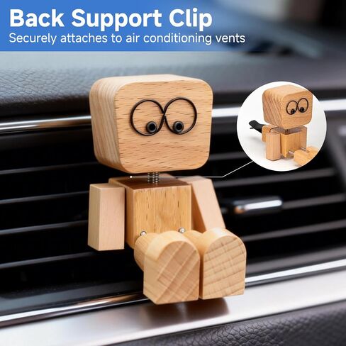 Shaking Wooden Man Figurine - 12PCS Magnetic Changeable Faces, Handmade Spring Legs Wobbly Doll for Car Dashboard & Office Desk Decor, Funny Kinetic Desktop Ornament Creative Gift in Kuwait