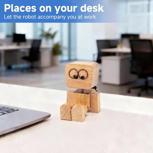 Shaking Wooden Man Figurine - 12PCS Magnetic Changeable Faces, Handmade Spring Legs Wobbly Doll for Car Dashboard & Office Desk Decor, Funny Kinetic Desktop Ornament Creative Gift in Kuwait