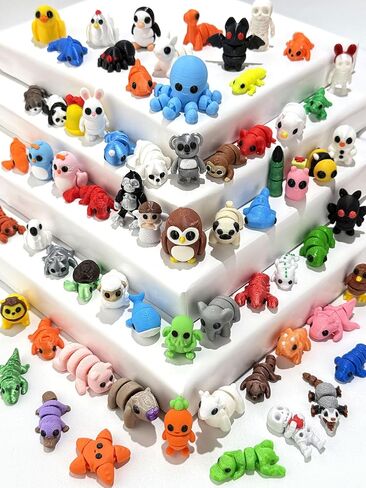 20 Pcs Random 3D Printed Animal Figurines - Mystery Pack Articulated Fidget, for Graduation Rewards, Easter Egg Stuffers, Christmas & Birthday Presents in Kuwait