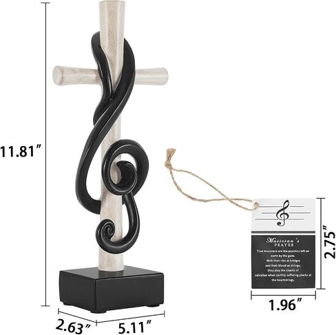 lotoo Music Note Decoration Gifts for Musicians,Unique Cross Sculpture Treble Clef with Musician’s Prayer for Men, Music Teacher, Choir Director, Music Lovers in Saudi Arabia