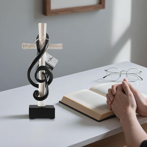 lotoo Music Note Decoration Gifts for Musicians,Unique Cross Sculpture Treble Clef with Musician’s Prayer for Men, Music Teacher, Choir Director, Music Lovers in Saudi Arabia