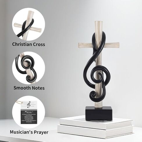 lotoo Music Note Decoration Gifts for Musicians,Unique Cross Sculpture Treble Clef with Musician’s Prayer for Men, Music Teacher, Choir Director, Music Lovers in Saudi Arabia