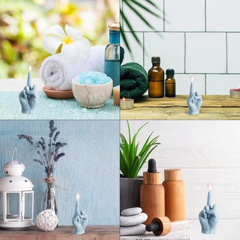 6sisc Middle Finger Scented Candle Danish Pastel Room Aesthetic Pine Fragrance Aromatherapy Natural Soy Wax Holiday Candles Decor Desk Statues Decorations Gift for Home Bedroom Supplies Light Blue in Saudi Arabia
