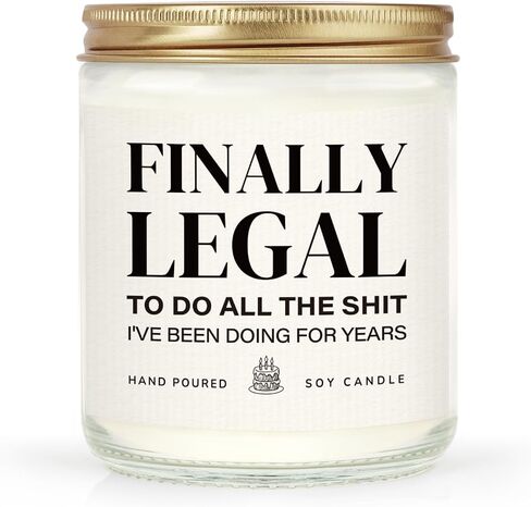 Petalsun Funny 21st Birthday Gift for Her Him - Lavender Natural Soy Wax Candle - 21 Year Old Birthday Gift for Her Him Daughter Son Sister Friend, Finally Legal 21st Birthday Candle Decorations(7oz) in Saudi Arabia