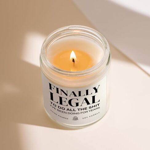 Petalsun Funny 21st Birthday Gift for Her Him - Lavender Natural Soy Wax Candle - 21 Year Old Birthday Gift for Her Him Daughter Son Sister Friend, Finally Legal 21st Birthday Candle Decorations(7oz) in Saudi Arabia