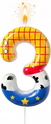 Yellow White Blue Birthday Candle,Story Inspired Game Birthday Number 2 Candles Cartoon Story Number Candles for Boys Girls Birthday Decoration Anniversary Celebrations Supplies (2) in Saudi Arabia