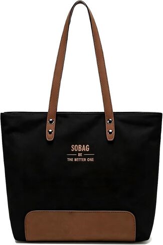 Tote Bag,Handbag for Women,Canvas With Zipper Handbag,Multiple Pockets, Perfect for Office Commute and Casual Shopping in Saudi Arabia