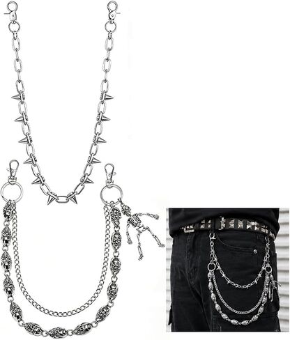 2 Pcs Skull Pants Chain for Men Wallet, Heavy Jean Chains for Biker Pocket Mens Belt Goth in Saudi Arabia