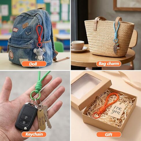 12PCS Keychain Wristlet, Braided Strap Rope Keychain Lanyard | with Key Ring, Rope Keychains for Car Keys Backpack Purse for Men Women, Key Ring Set in Saudi Arabia