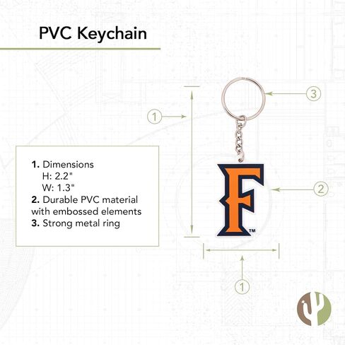 سلسلة مفاتيح Desert Cactus California State University Fullerton PVC CSUF Titans حقيبة علامة، حقيبة ظهر، سيارة، هدية، تذكارية، حلقة مفاتيح (PVC A) in Kuwait