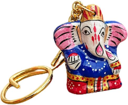 LOVENSPIRE Handmade Ceramic Ganesha Keychain Amulet Keyring Door Car Key Chains Good Luck Charms Key Holder Housewarming Gift in Saudi Arabia